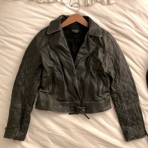 $499 Club Monaco Black Genuine Lamb Leather Moto Jacket Medium